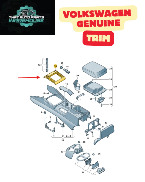 Genuine Volkswagen Centre Console Trim P# 2H0863682J9B9