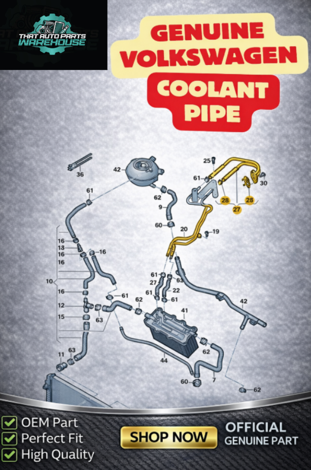 Genuine Volkswagen Coolant Pipe P# 04C122447B