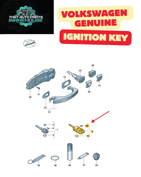 Genuine Volkswagen Ignition Key P# 7E0837202ADINF – VIN Specific (READ DESCRIPTION)