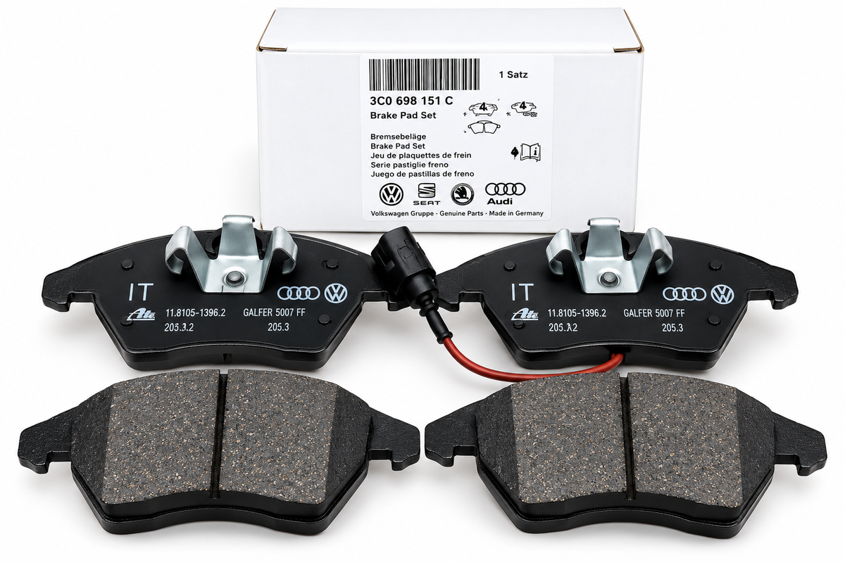 Genuine Volkswagen Front Brake Pads with Sensor 3C0698151P