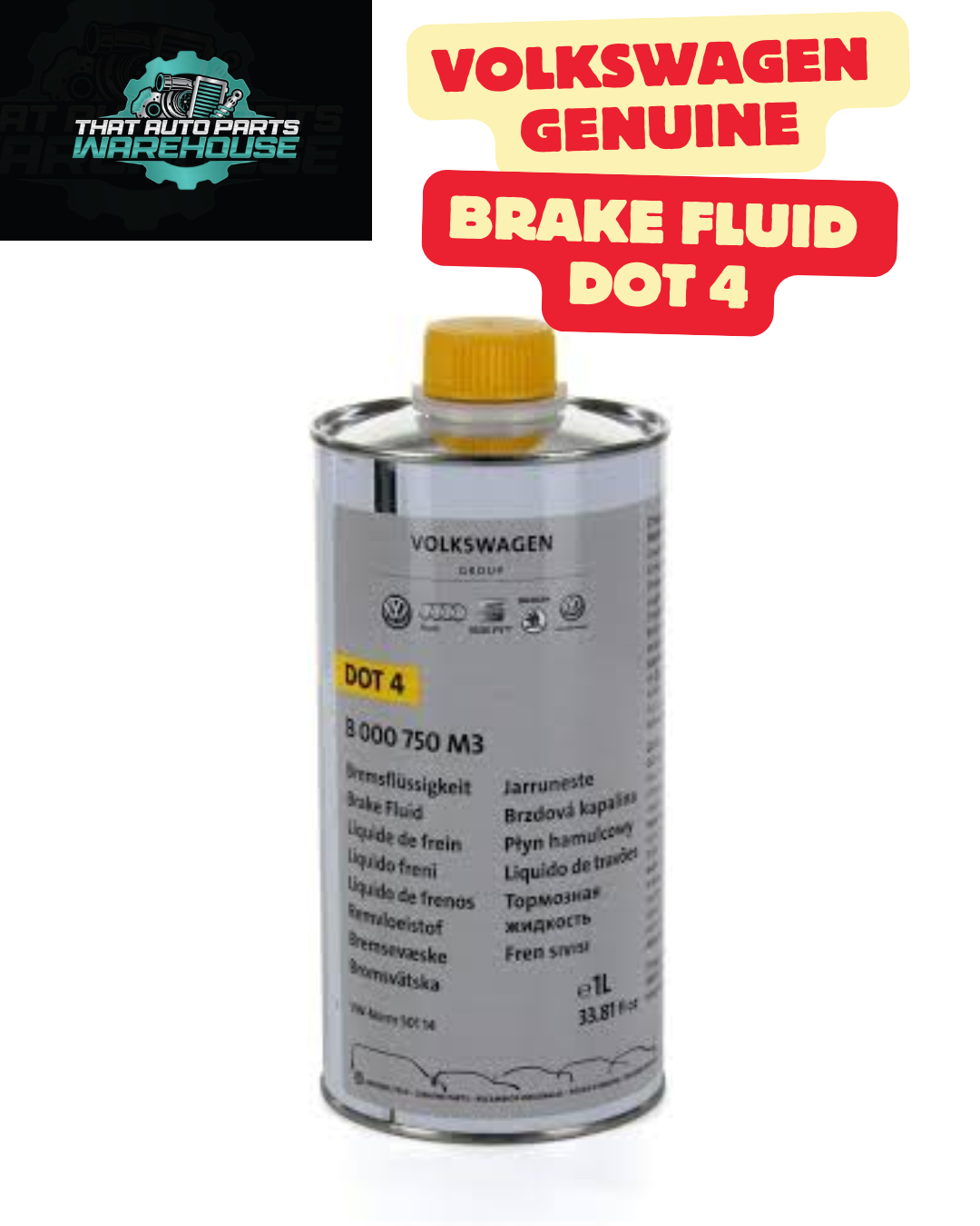Genuine Volkswagen Brake Fluid 1 Litre Bottle P# B000750M3 – DOT 4 High Performance