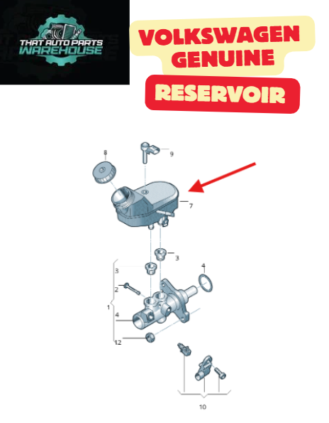 Genuine Volkswagen Brake Master Cylinder Reservoir P# 7E0611301F – T6 Transporter (2015–2019)