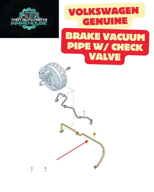 Genuine Volkswagen Brake Vacuum Pipe w/ Check Valve 2H4611931A – Amarok V6 TDI