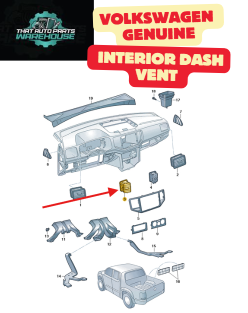 Genuine Volkswagen Centre Dash Vent LH P# 2H6819383C9B9 – Amarok V6 TDI