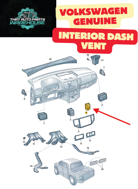 Genuine Volkswagen Centre Dash Vent RH P# 2H6819384C9B9 – Amarok V6 TDI