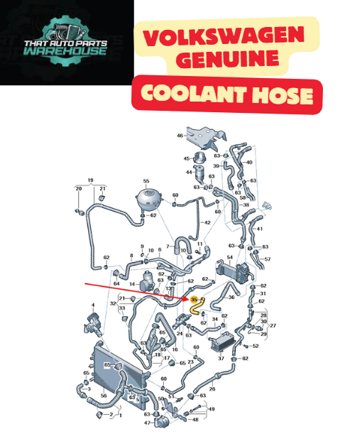 Genuine Volkswagen Coolant Hose P# 03L121096D – Suits 2.0L TDI CR Engine