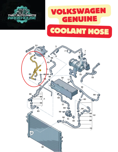 Genuine Volkswagen Coolant Hose P# 04E122447BQ – Suits 1.4L TSI Petrol Engines