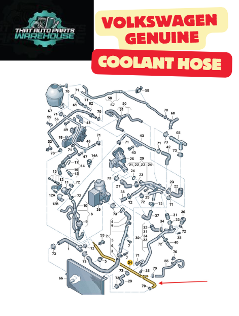 Genuine Volkswagen Coolant Hose P# 2H0122447N – 2.0L TDI Bi-Turbo Diesel