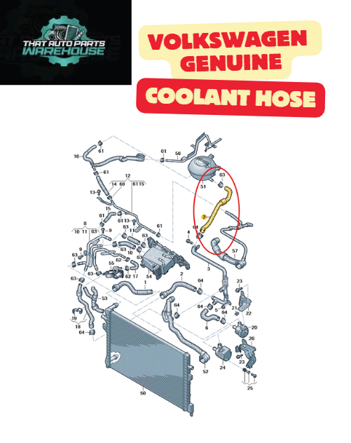 Genuine Volkswagen Coolant Hose P# 5Q0122109K – Suits 2.0L TDI Diesel Engines