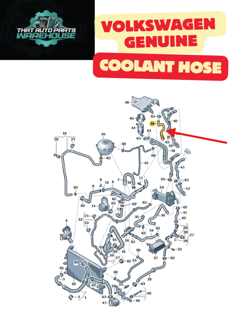 Genuine Volkswagen Coolant Hose P# 7E0121073L – Suits 2.0L TDI CR Engine
