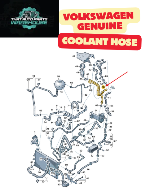 Genuine Volkswagen Coolant Hose P# 7E0122157BH – Suits 2.0L TDI CR Engine