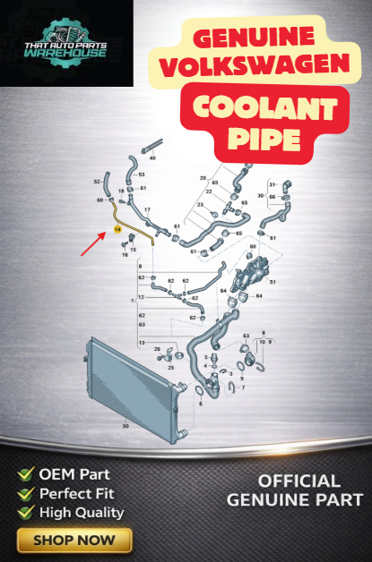 Genuine Volkswagen Coolant Pipe P# 04C121064B