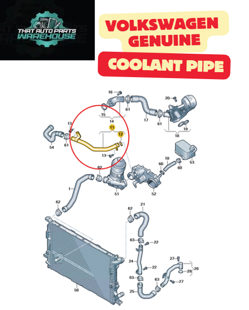 Genuine Volkswagen Coolant Pipe P# 059121075GH – Suits Amarok V6 3.0L TDI