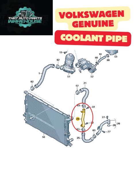 Genuine Volkswagen Coolant Pipe P# 2H6121065AL – Suits 3.0L V6 TDI Engines