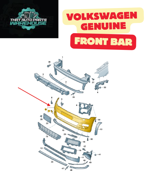 Genuine Volkswagen Front Bumper Bar P# 5G0807217LTGRU