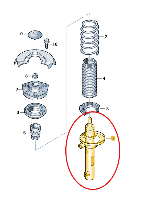 Genuine Volkswagen Front Shock Absorber P# 5Q0413032C