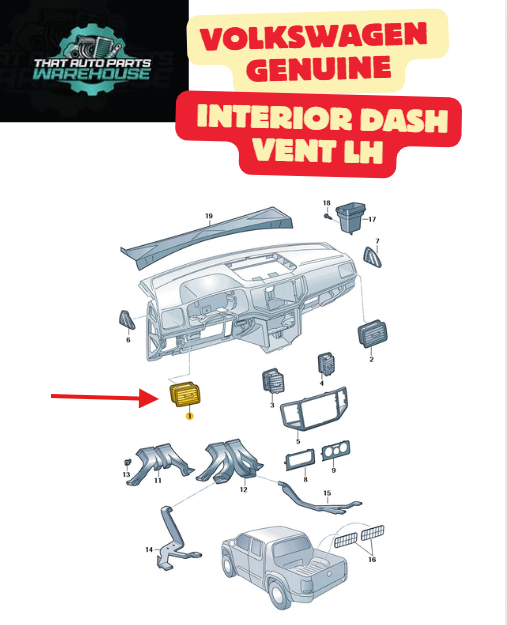 Genuine Volkswagen Interior Dash Vent LH P# 2H6819703CQZO – Amarok V6 TDI