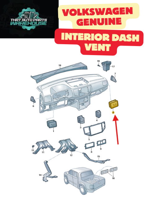 Genuine Volkswagen Interior Dash Vent RH P# 2H6819704CQZO – Amarok V6 TDI