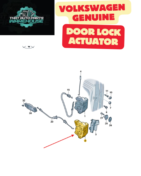 Genuine Volkswagen RH Front Door Lock Actuator P# 5N2837016M – Various VW Models