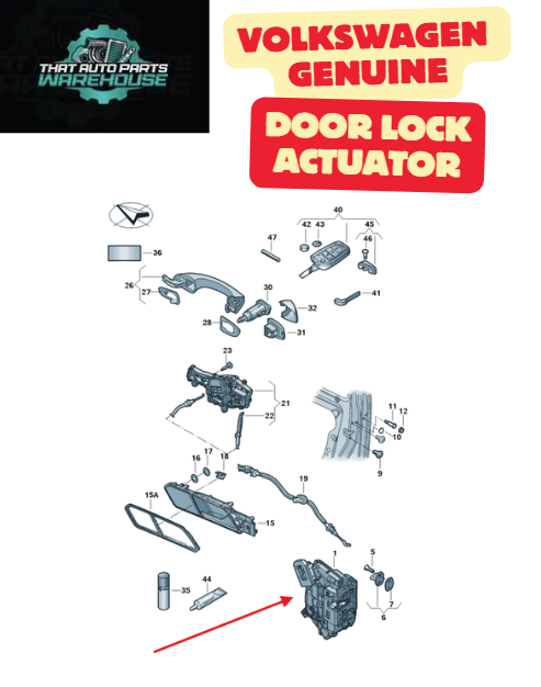 Genuine Volkswagen RH Front Door Lock Actuator P# 5N2837016N