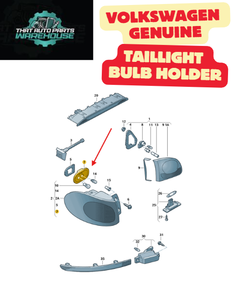 Genuine Volkswagen RH Rear Taillight Bulb Holder P# 5N0945258C