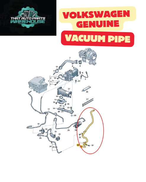 Genuine Volkswagen Vacuum Pipe P# 059131057AE – Suits Amarok V6 TDI